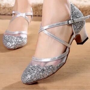 Silver Glitter Women's Shoes | Ballroom/Latin Dance Shoes 
5cm Heels Size 38